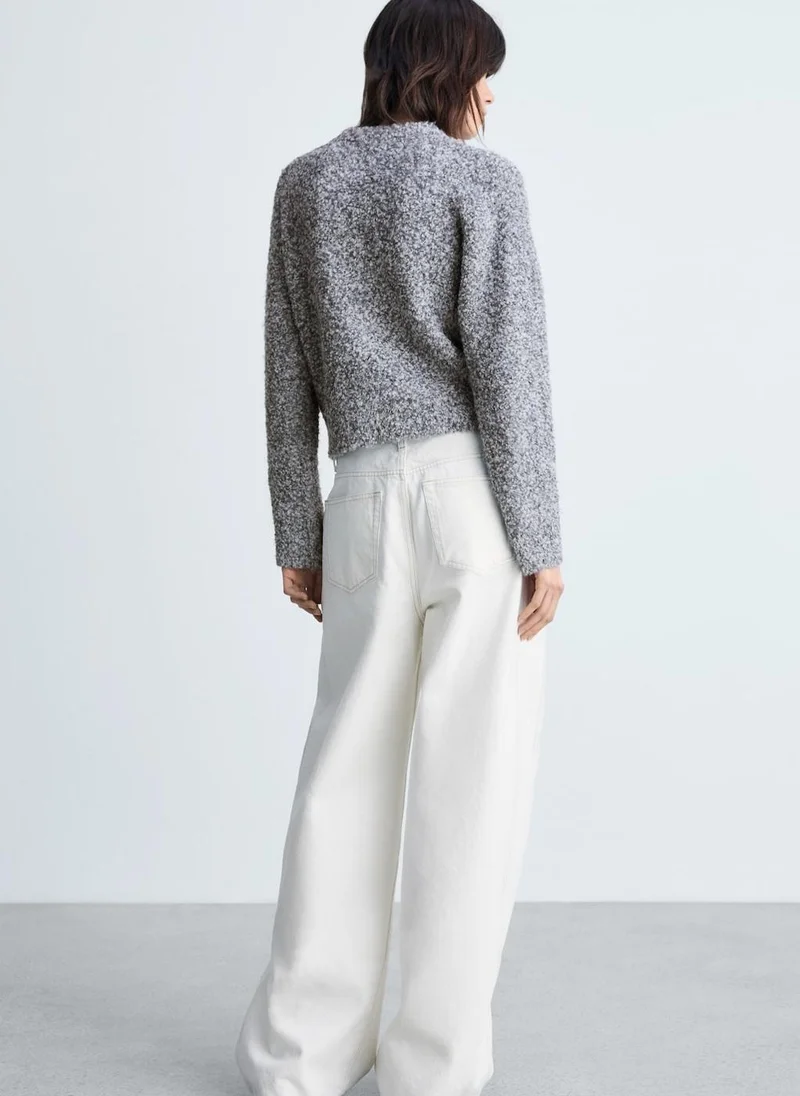 MANGO Round-Neck Boucle Sweater