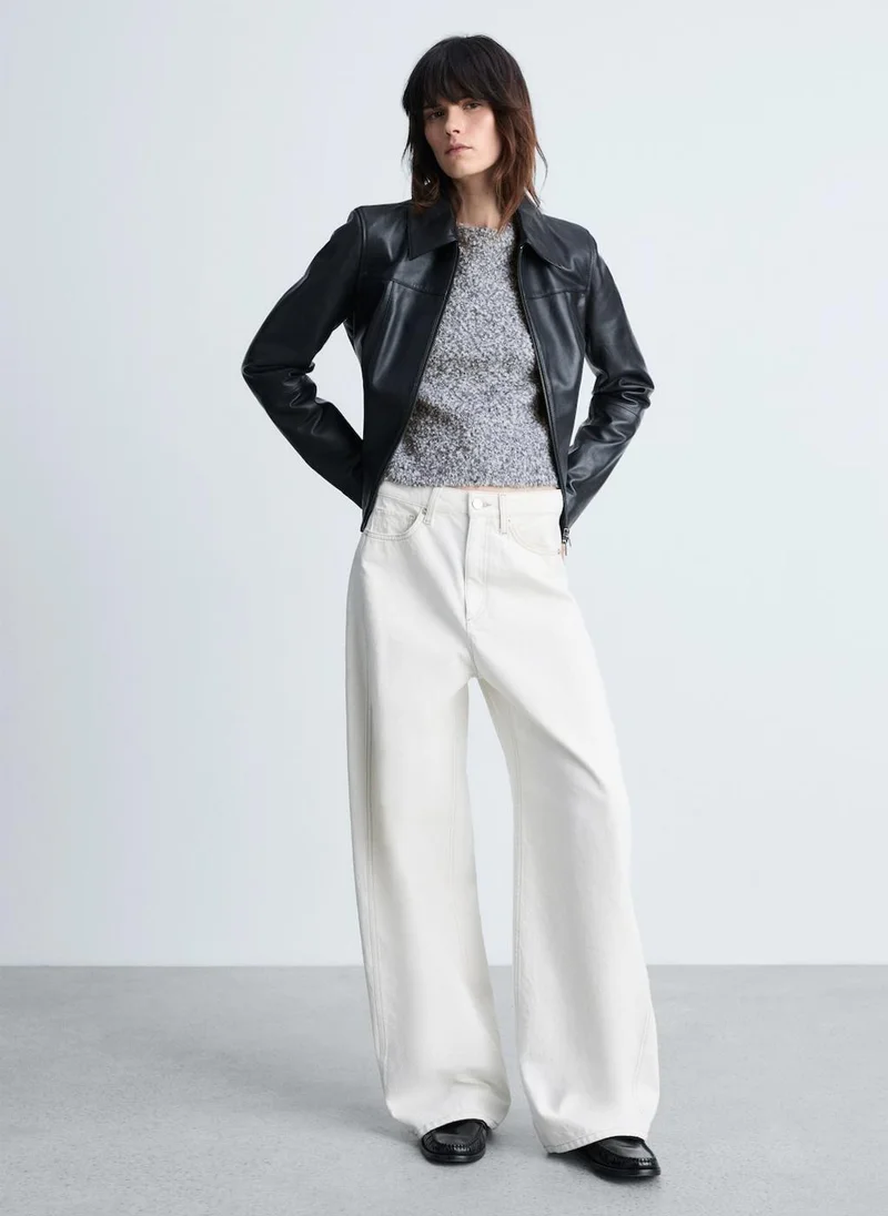MANGO Round-Neck Boucle Sweater