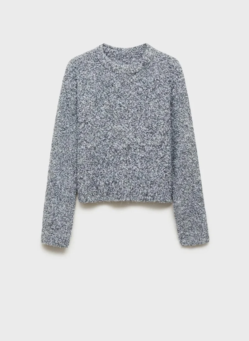 MANGO Round-Neck Boucle Sweater
