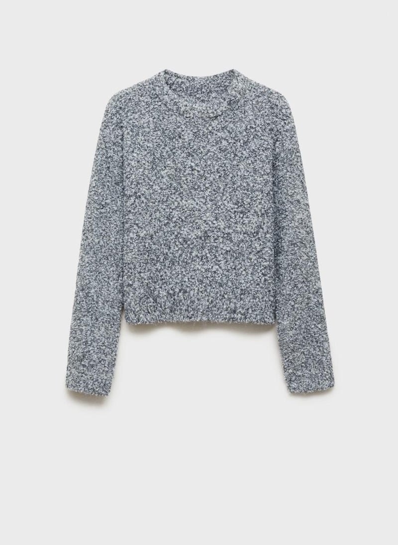 MANGO - Round-Neck Boucle Sweater - Image 1