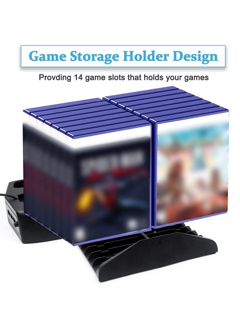 مروحة تبريد مع حامل لجهاز PS5، شاحن سريع لتحكم PS5 Dual Sense، حامل عمودي لجهاز PS5 للإصدارات القرصية والرقمية. - Image 2