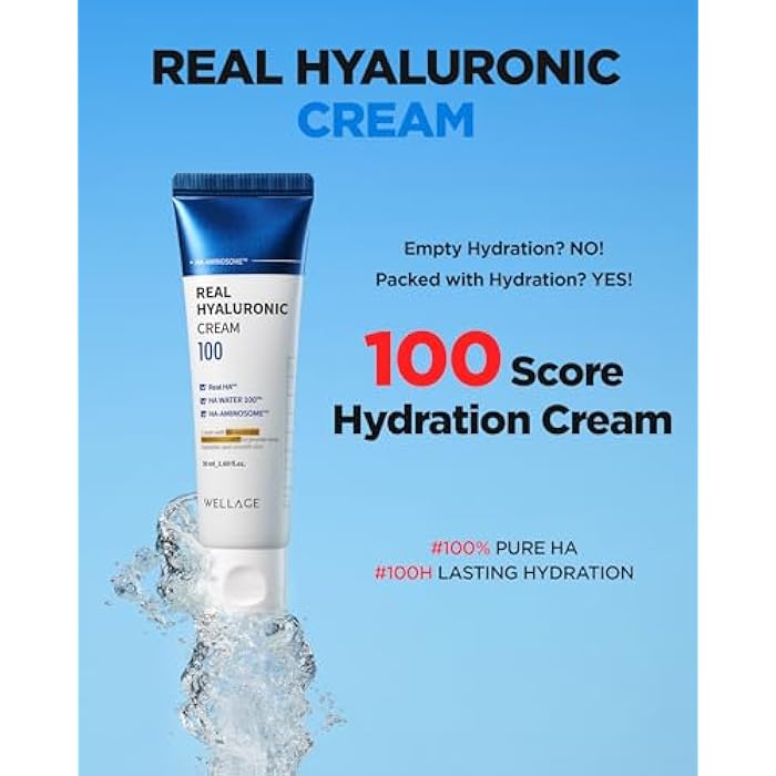 WELLAGE Real Hyaluronic Cream 100, Pure Hyaluronic Acid Korean Face Moisturizer with Ceramide Panthenol Squalane Vitamin B5 Niacinamide - Hydrating face moisturizer, Hypoallergenic, 2.7oz. - Image 2