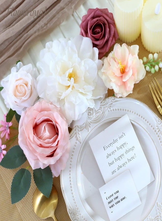 Floweroyal Artificial Flowers Combo Pink Flowers Mix Silk Flowers Dahlia Roses with Stems for DIY Wedding Bridal Bouquets, Baby Shower, Floral Arrangement, Table Centerpieces, Home Decorations - Image 5