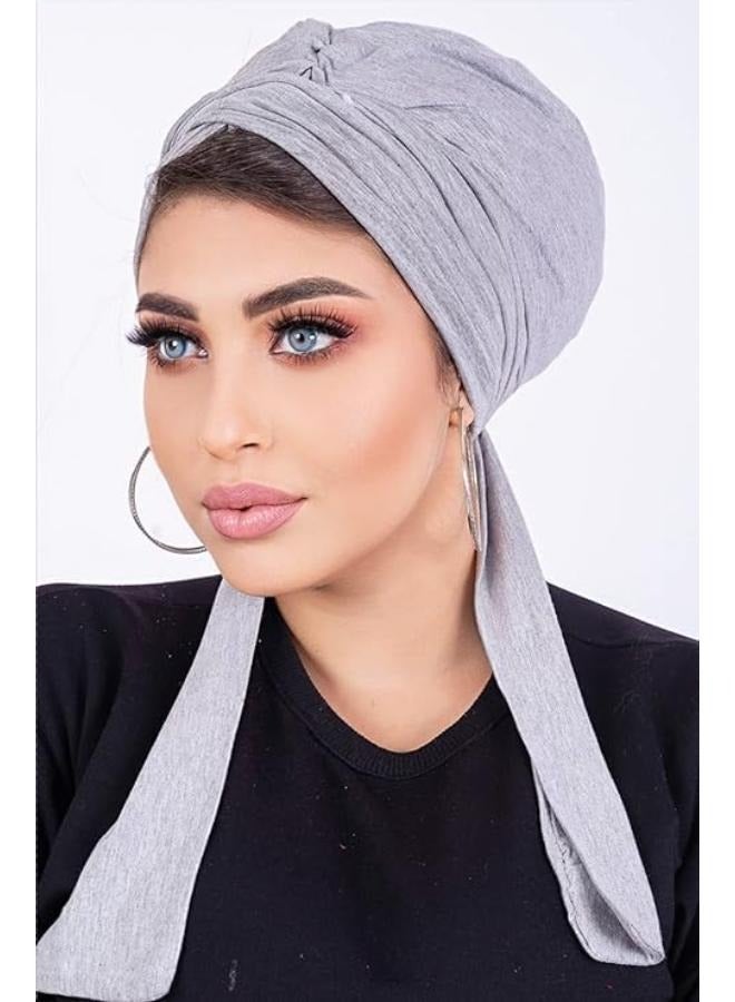 Turban For Women Winter Cotton Lace Turban Women Lace Up Different Ways Turban Turban Women Turban Headwear, Light Grey - Image 1