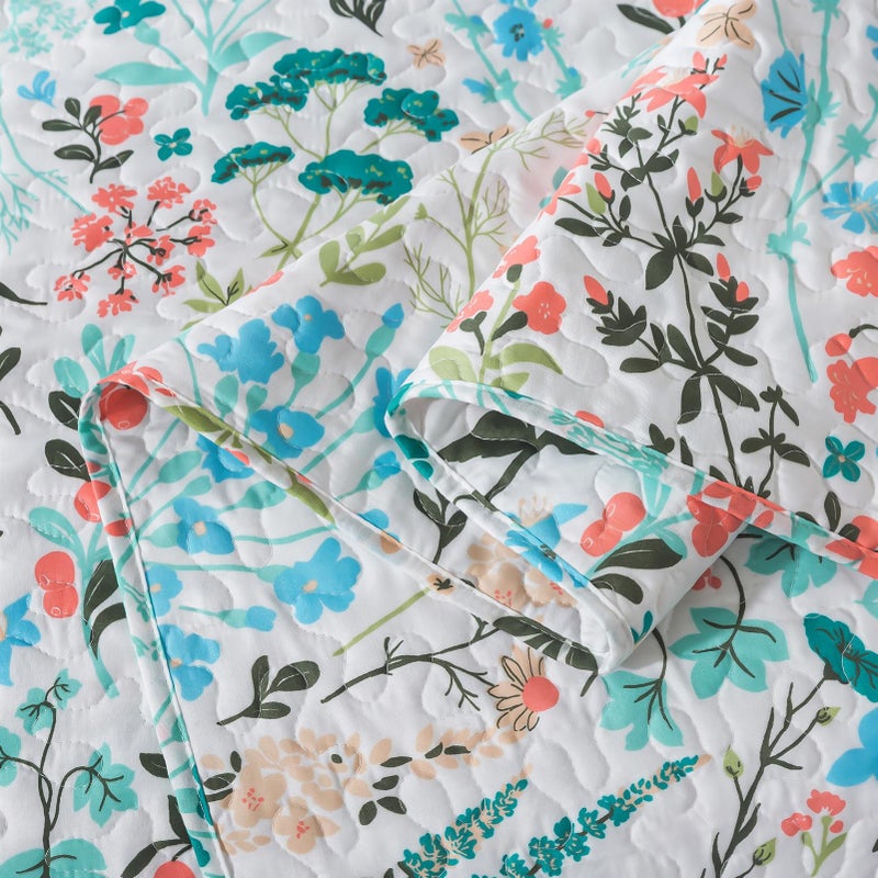 BEDIFANY Queen Size Quilt Bedding Set - Cotton Filling Lightweight Reversible Bedspread with Botanical Floral Pattern, Farmhouse Bed Coverlet for All Seasons, 3-Piece Set (90x98 Inches) - Image 3