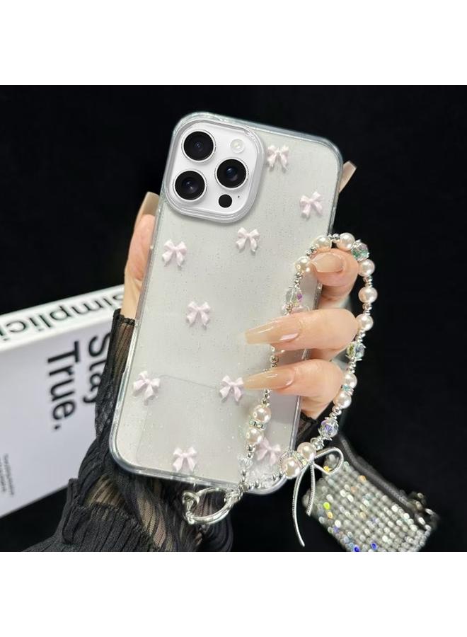 اس-توب جراب هاتف iPhone 15 Pro Max من مادة TPU بتصميم سلسلة سوار على شكل فيونكة صغيرة طازجة - Image 1