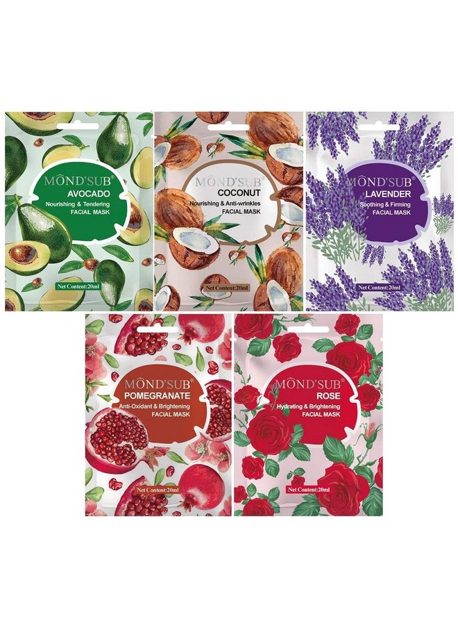 Mond'sub Combo Of Brightening Whitening And Tightening Face Sheet Masks (Pack Of 5 X 20Ml)  - Image 1