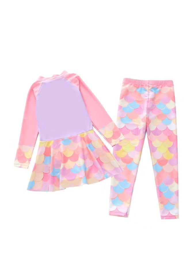 جُودِيَّة حورية البحر الجديدة ملابس السباحة ، والسراويل الطويلة الأكمام مع تنورة ، المحافظ الفتيات ملابس السباحة ، ملابس السباحة للبنات - Image 2