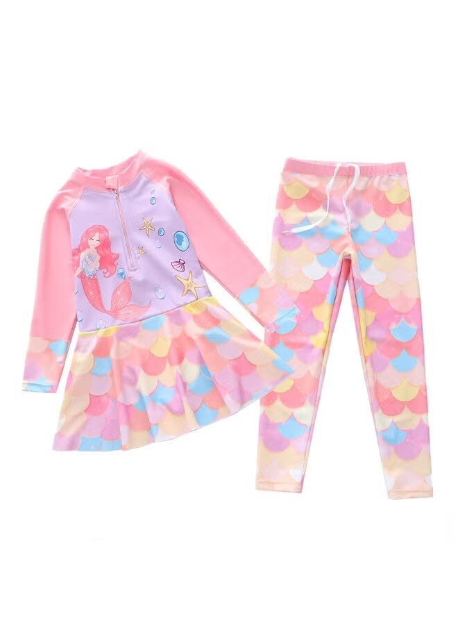 جُودِيَّة حورية البحر الجديدة ملابس السباحة ، والسراويل الطويلة الأكمام مع تنورة ، المحافظ الفتيات ملابس السباحة ، ملابس السباحة للبنات - Image 1