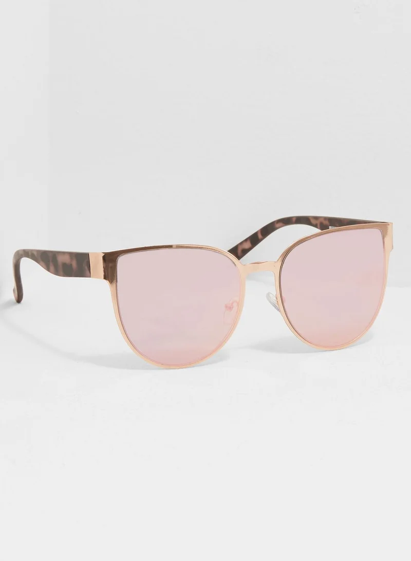 Missguided Flat Metal Cat Eye Sunglasses