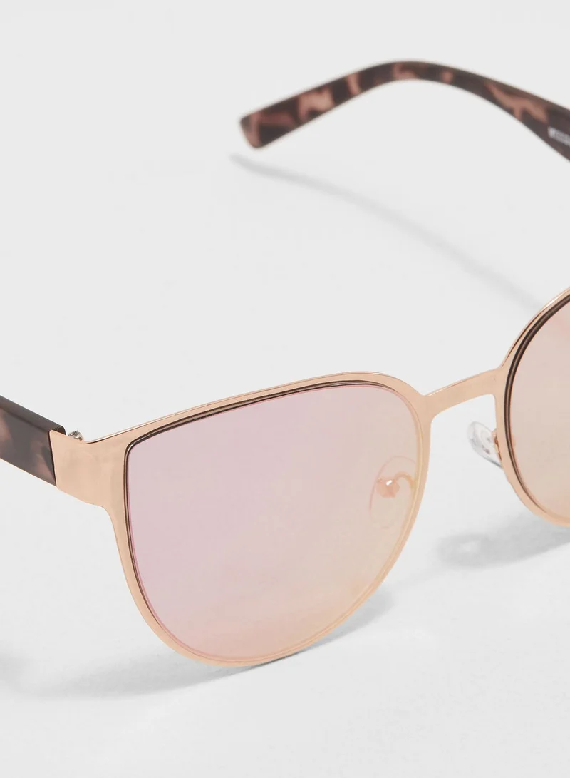 Missguided Flat Metal Cat Eye Sunglasses