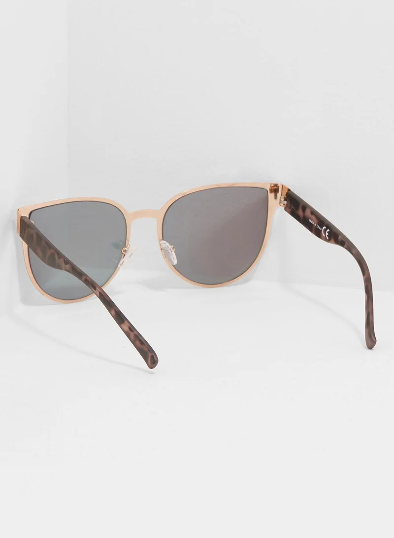 Missguided Flat Metal Cat Eye Sunglasses