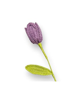 Happy Threads Happy Threads| Tulip Treasures (Open Tulips), Eco-Friendly Handcrafted Single Stem Crocheted Flowers - Child-Safe, Lead-Free, Sustainable Decor & Gift Solution (Light Purple)  - Image 2