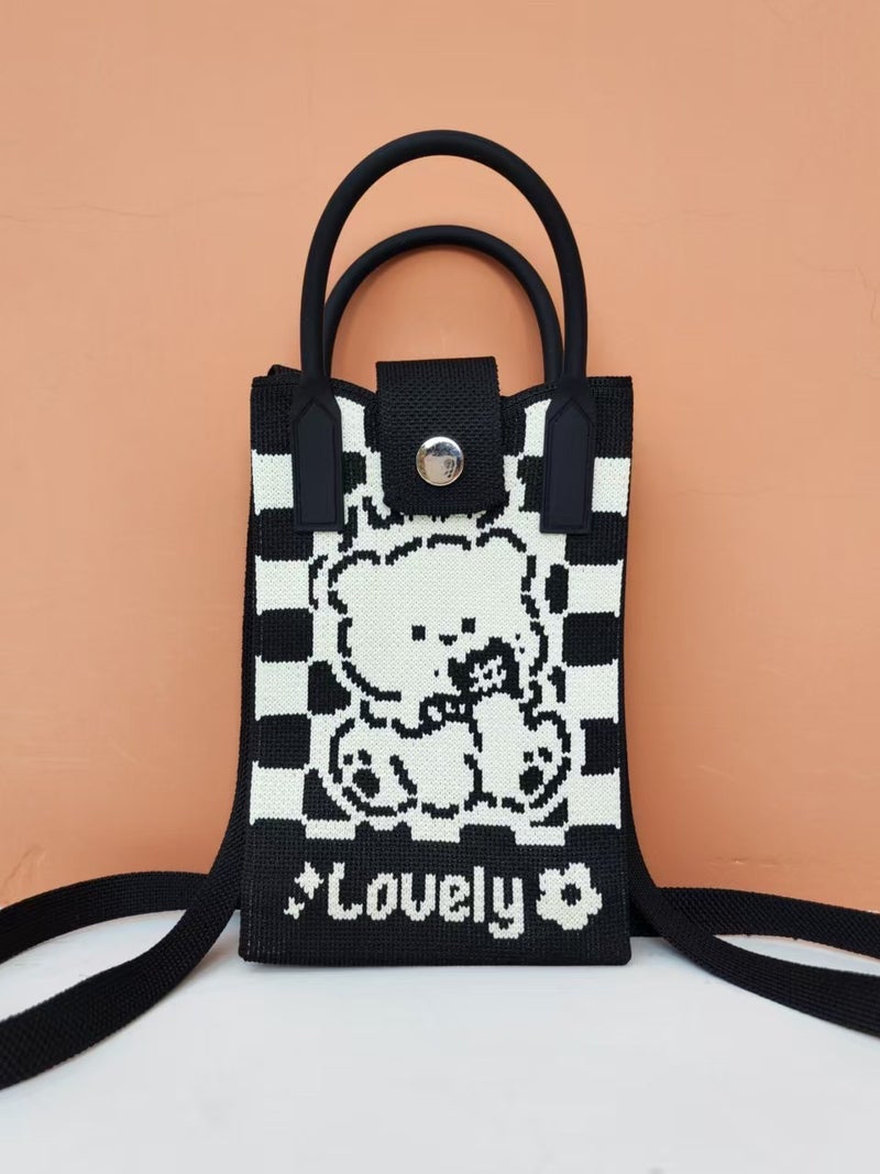 Korean Style Knitted Phone Bag Cute Cartoon Versatile Crossbody Key Phone Bag Versatile Small Coin Purse - Image 3
