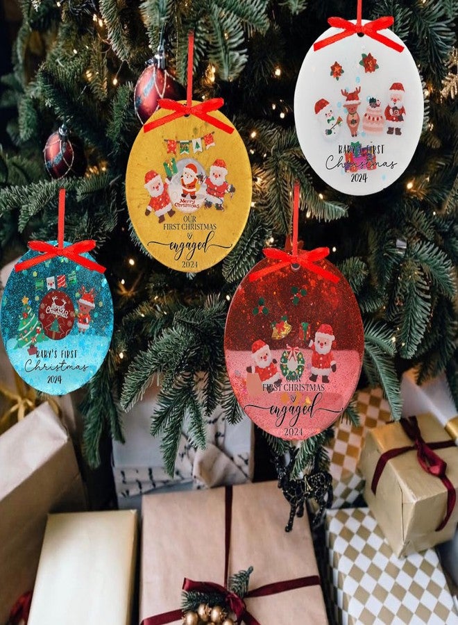 F FYJS FYJS 4-Cavity Christmas Ornaments Resin Molds with Hole, Round Silicone Coaster Molds for Epoxy Resin, Christmas Tree Decorations - Image 3