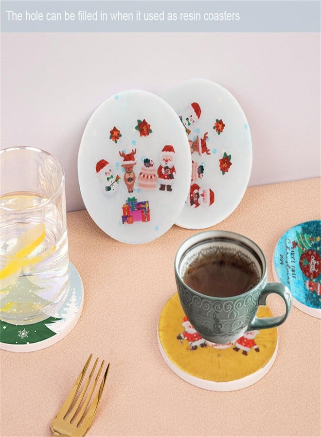 F FYJS FYJS 4-Cavity Christmas Ornaments Resin Molds with Hole, Round Silicone Coaster Molds for Epoxy Resin, Christmas Tree Decorations - Image 4