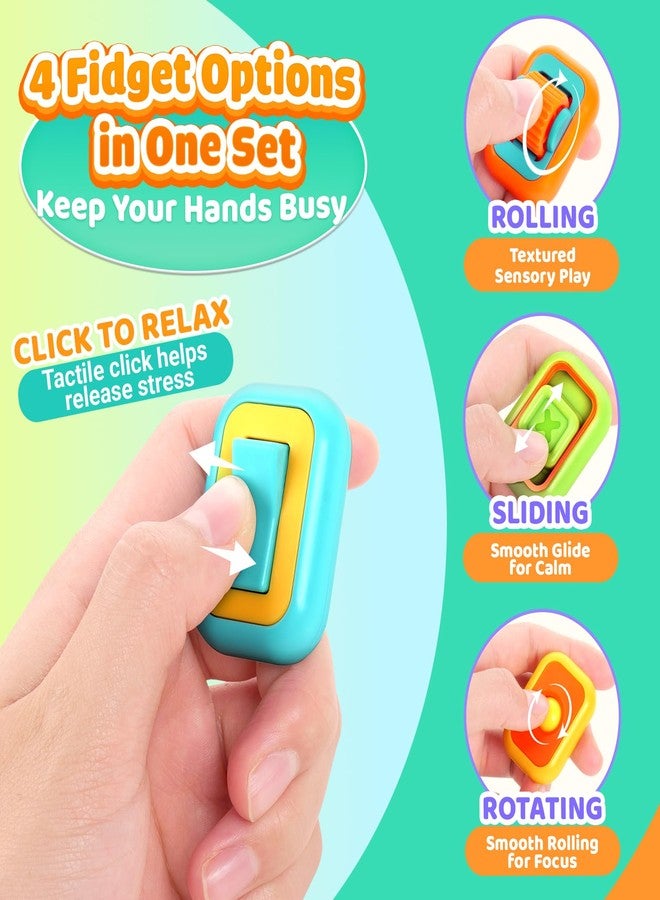 SMALL FISH Fidget Toys Set for Kids Adults: 4 Pack Sensory Fidget Toys for Stress Relief- Multi-Functional ADHD Tools for Autism Kids Calming- Fun Fidgets with Slider, Clicker, Roller for Travel Classroom Prize - Image 2