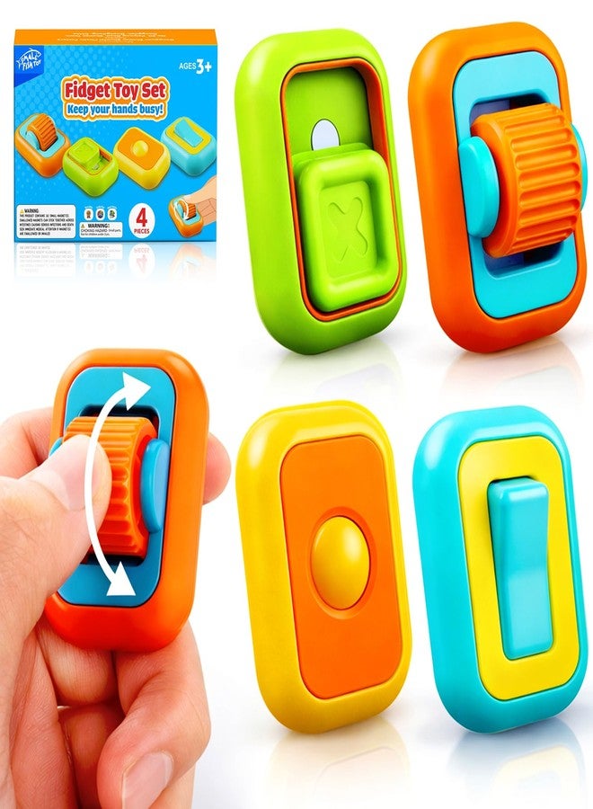 SMALL FISH Fidget Toys Set for Kids Adults: 4 Pack Sensory Fidget Toys for Stress Relief- Multi-Functional ADHD Tools for Autism Kids Calming- Fun Fidgets with Slider, Clicker, Roller for Travel Classroom Prize - Image 1