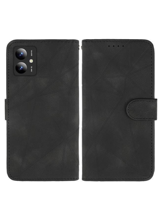 اس-توب جراب هاتف موتورولا موتو جي 14 مصنوع من الجلد بخطوط هندسية - Image 2