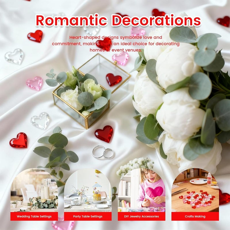 125 0.9-inch Acrylic Love Decoration Diamond Pink Tricolor Valentine's Day Party Wedding Dinner Gift Box Layout Ornaments - Image 4