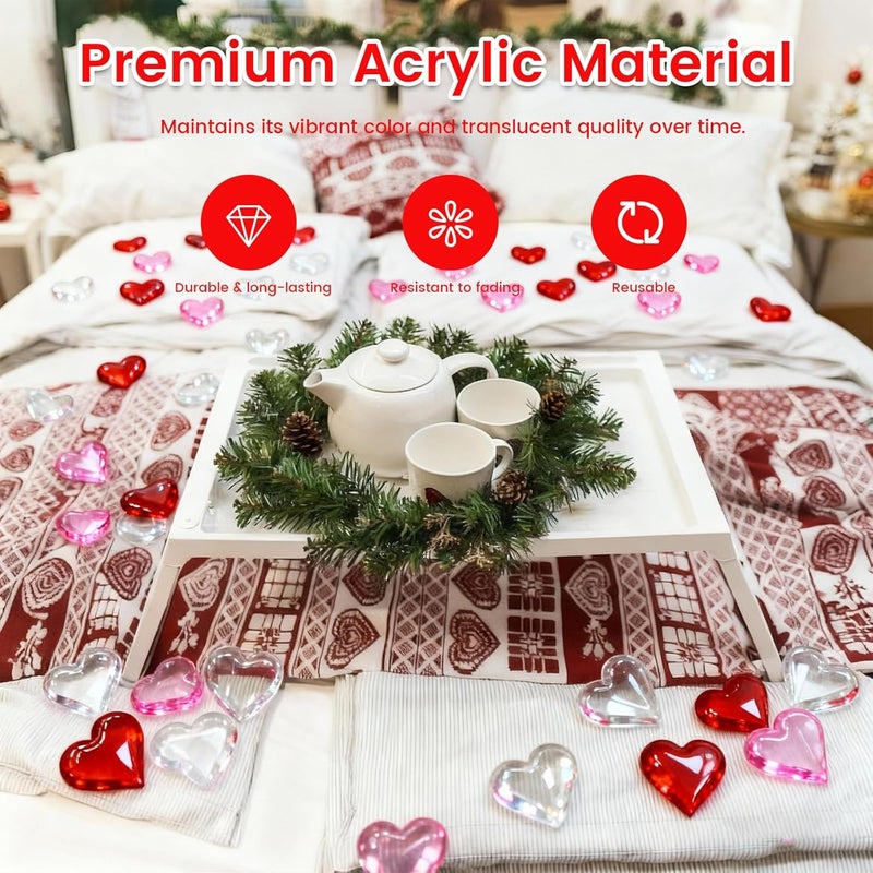 125 0.9-inch Acrylic Love Decoration Diamond Pink Tricolor Valentine's Day Party Wedding Dinner Gift Box Layout Ornaments - Image 2
