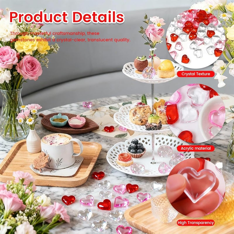 125 0.9-inch Acrylic Love Decoration Diamond Pink Tricolor Valentine's Day Party Wedding Dinner Gift Box Layout Ornaments - Image 5