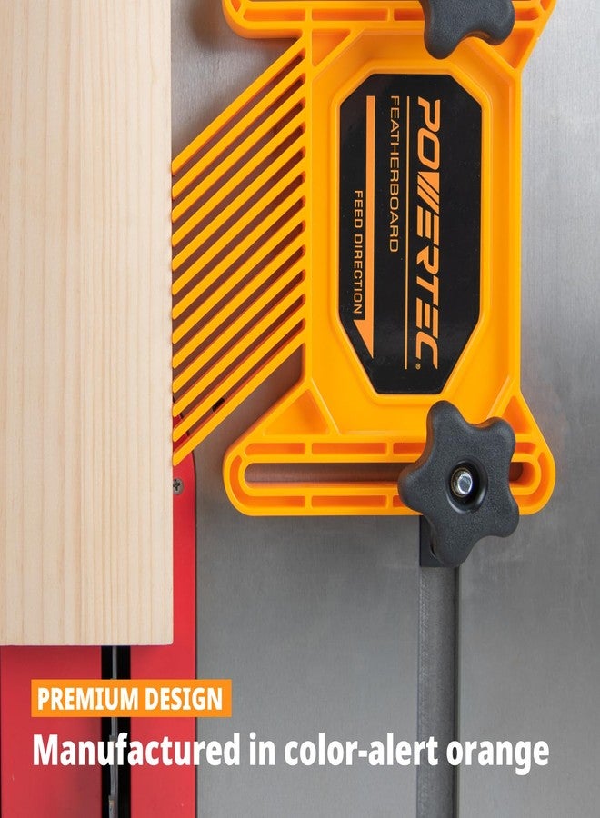 باورتيك ألواح ريشية مزدوجة عالمية من POWERTEC لمنشار الطاولة، وطاولة التوجيه، وسياج التوجيه، ومنشار الشريط، وأدوات النجارة والملحقات لتقليل الارتداد وزيادة السلامة (مسامير مسار حرف T متضمنة)، قطعتان (71393) - Image 4