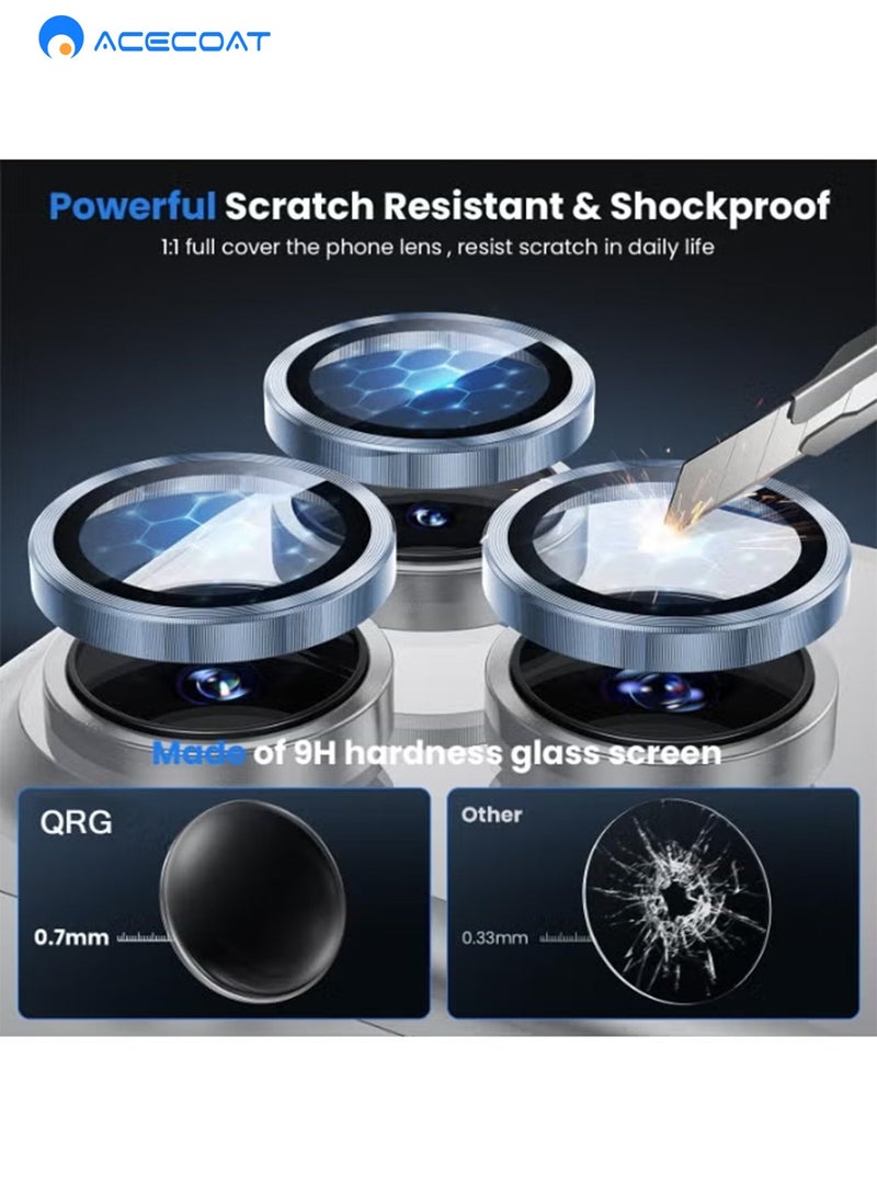 ACECOAT Compatible with iPhone 17 Pro Max Camera Lens Protector - 【Not Easy to Break】【Strong Adsorption】【Case-Friendly】 Metal Tempered Glass Rear Camera Screen Cover - Blue - Image 4