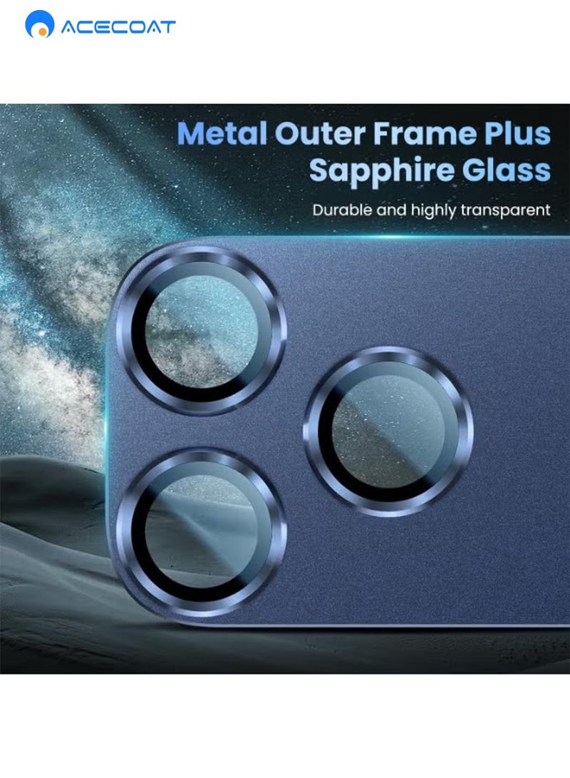 ACECOAT Compatible with iPhone 17 Pro Max Camera Lens Protector - 【Not Easy to Break】【Strong Adsorption】【Case-Friendly】 Metal Tempered Glass Rear Camera Screen Cover - Blue - Image 5
