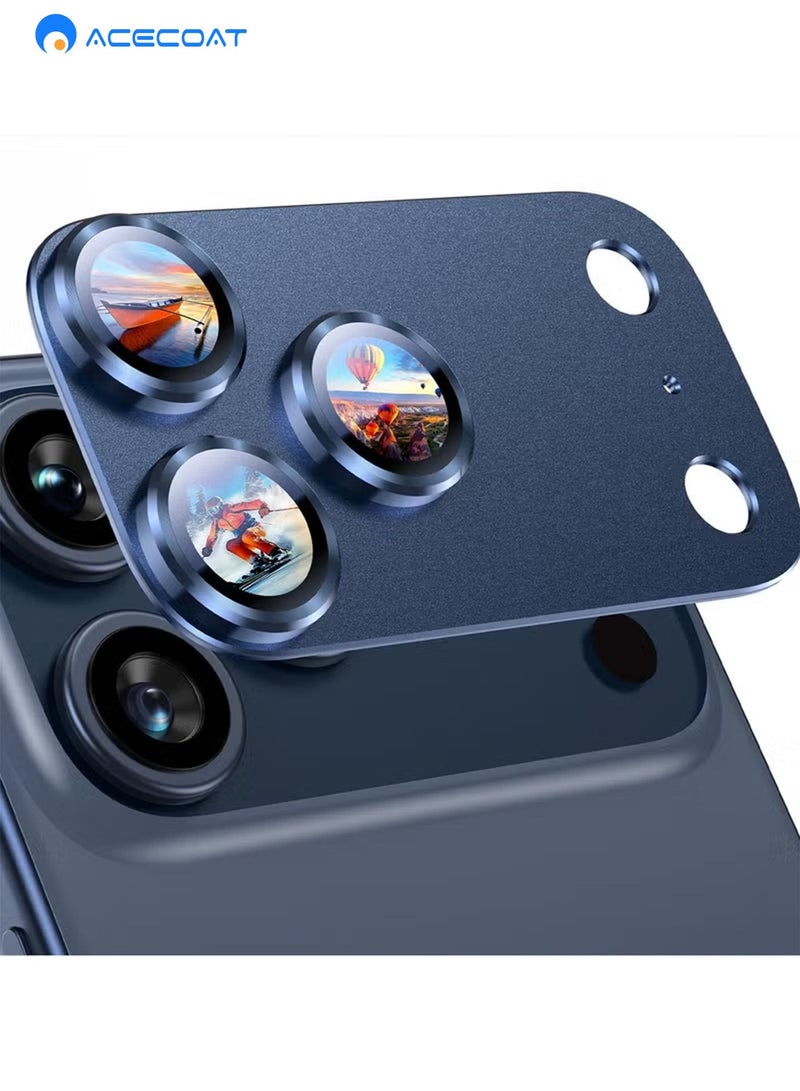 ACECOAT Compatible with iPhone 17 Pro Max Camera Lens Protector - 【Not Easy to Break】【Strong Adsorption】【Case-Friendly】 Metal Tempered Glass Rear Camera Screen Cover - Blue - Image 1
