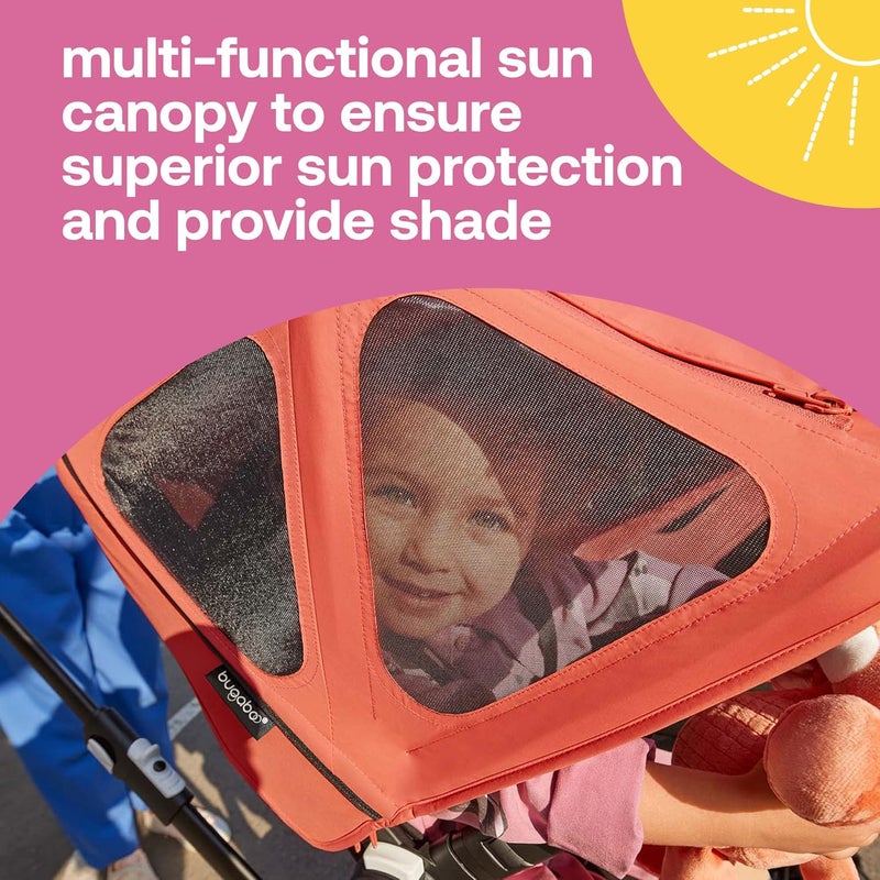 Bugaboo Breezy Sun Canopy in Morning Pink - Extendable for Optimal Sun Protection and Ventilation - Image 3