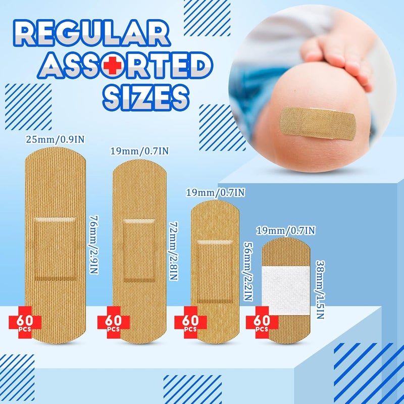 BBTO Assorted Flexible Fabric Adhesive Bandages  Family Variety Pack Small Comfortable Fingertip  Round Cloth Bandages 300 Pieces - Image 2