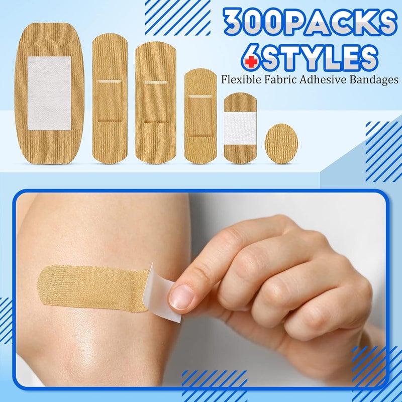 BBTO Assorted Flexible Fabric Adhesive Bandages  Family Variety Pack Small Comfortable Fingertip  Round Cloth Bandages 300 Pieces - Image 5