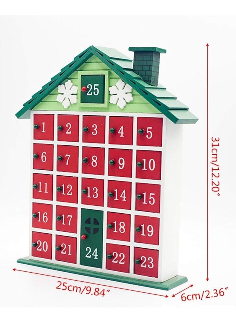 ThePartyPopper - 25 Day Christmas Advent Calendar Decorated with Snowflakes 25 Storage Drawers Wooden Christmas Calendar - Image 1