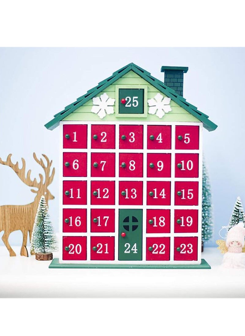 ThePartyPopper - 25 Day Christmas Advent Calendar Decorated with Snowflakes 25 Storage Drawers Wooden Christmas Calendar - Image 1