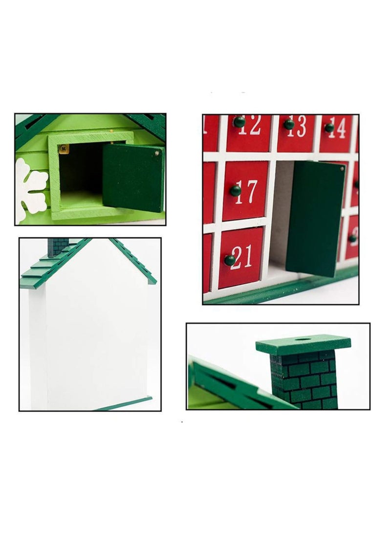 ThePartyPopper - 25 Day Christmas Advent Calendar Decorated with Snowflakes 25 Storage Drawers Wooden Christmas Calendar - Image 1