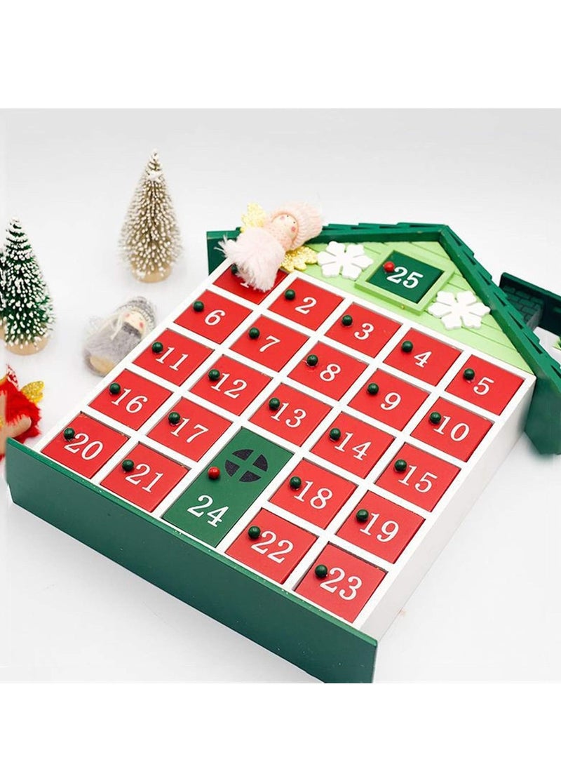 ThePartyPopper - 25 Day Christmas Advent Calendar Decorated with Snowflakes 25 Storage Drawers Wooden Christmas Calendar - Image 1