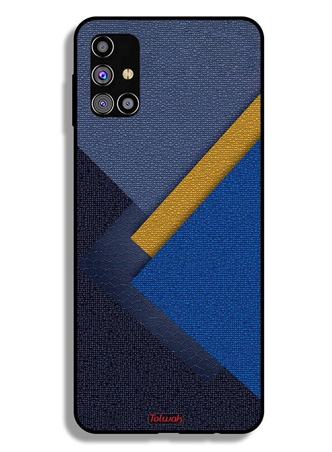 Tolwak Samsung Galaxy M31s Protective Case Cover Triangles Leather Shades Pattern - Image 2