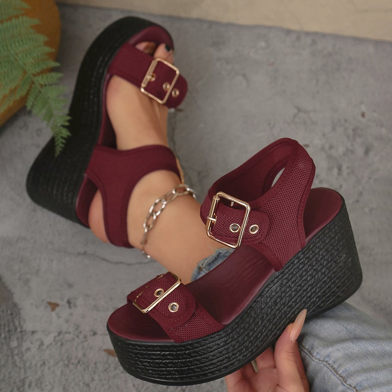 Women's Wedge Sandals with Open Toe - Image 4