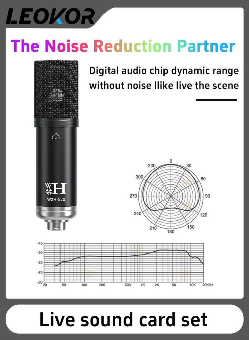 LEOKOR Sound Card Microphone Podcast Package,Live Broadcast Equipment with Ring Light/Recording Studio for Live Streaming/Suitable for Podcasting/Live Broadcasting/Singing/PC/Mobile/TikTok/YouTube - Image 3