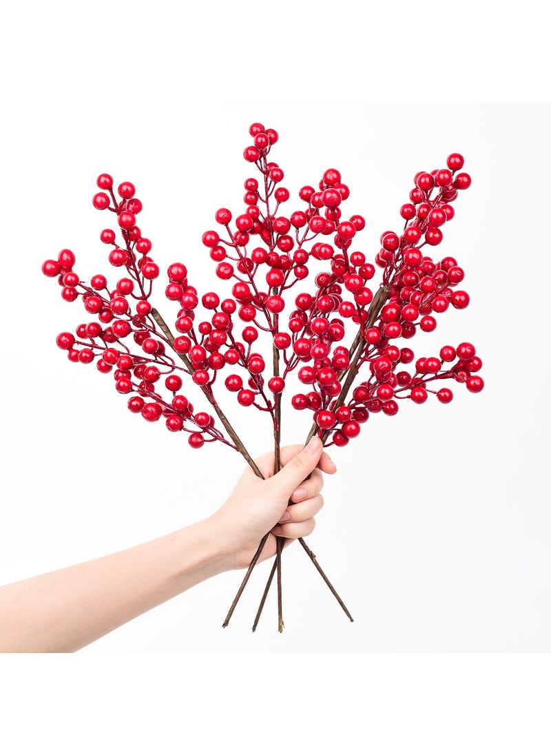 Lvydec Lvydec 4 Pack Artificial Red Berry Stems  17 Inch Christmas Holly Berry Branches for Holiday Home Decor and Crafts 