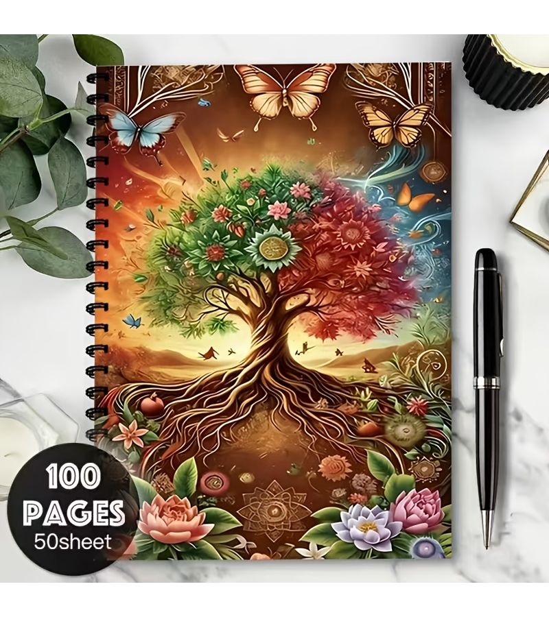 1 A5 Fantasy Tree of Life Diary Vibrant Ring Notebook Creative Cover Design Detachable - Image 3