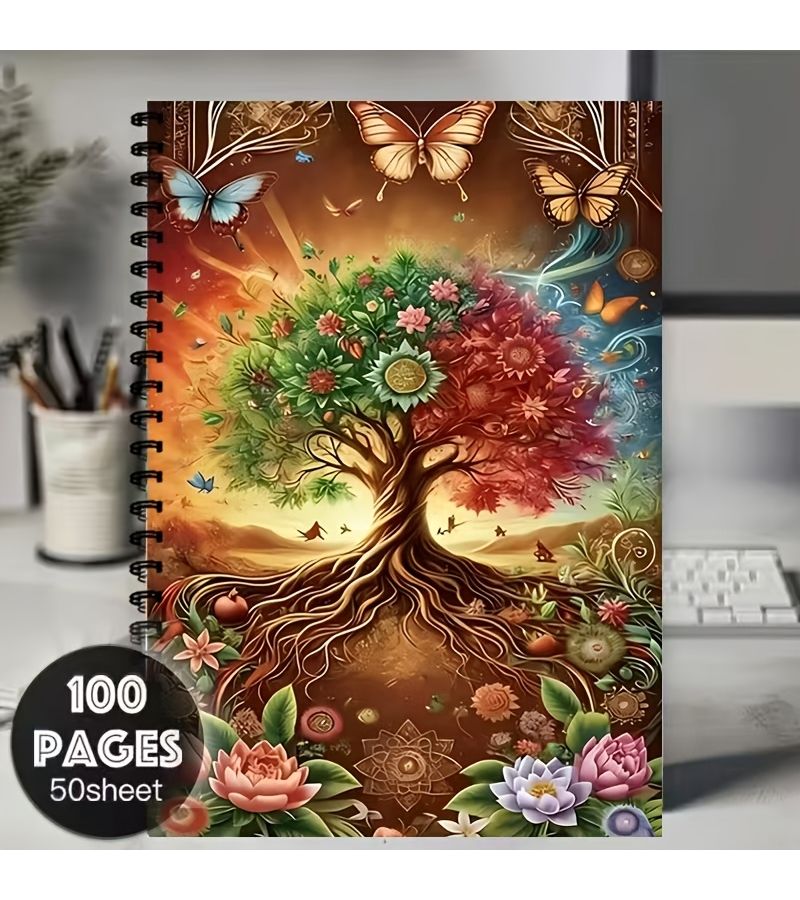 1 A5 Fantasy Tree of Life Diary Vibrant Ring Notebook Creative Cover Design Detachable - Image 1