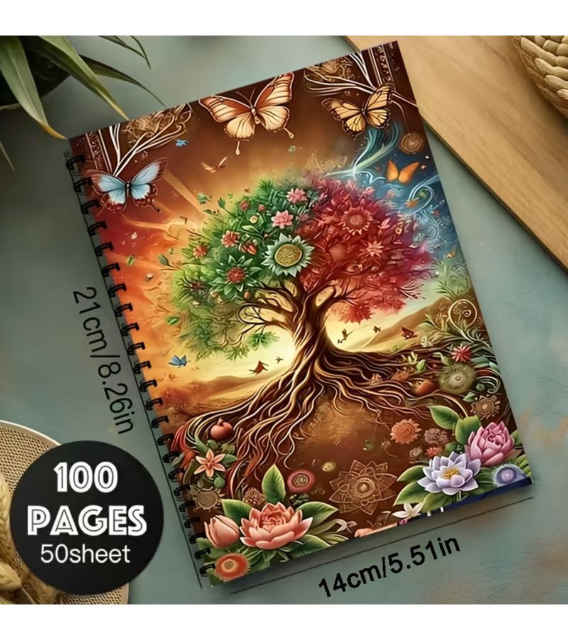 1 A5 Fantasy Tree of Life Diary Vibrant Ring Notebook Creative Cover Design Detachable - Image 4