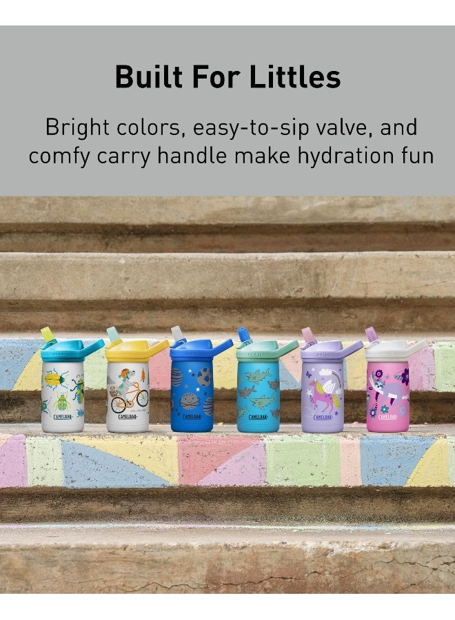 CamelBak Eddy+ Kids Bite Valve Straw Insulated Stainless Steel Water Bottle School of Sharks, 12oz - Image 5