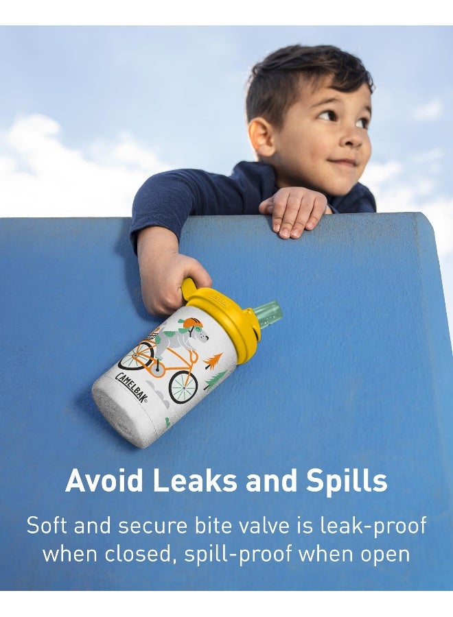 CamelBak Eddy+ Kids Bite Valve Straw Insulated Stainless Steel Water Bottle School of Sharks, 12oz - Image 4