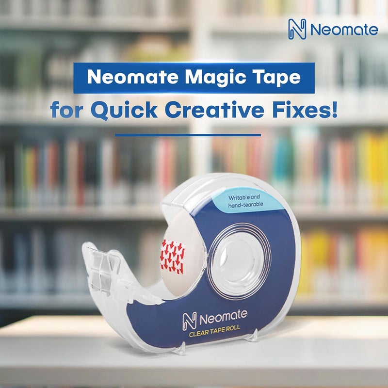 Neomate Magic Tape with Refillable Dispenser | 1.9cm x 25.4m | Invisible, Writable, Hand-Tearable for School, Home, and Office Use - Image 3