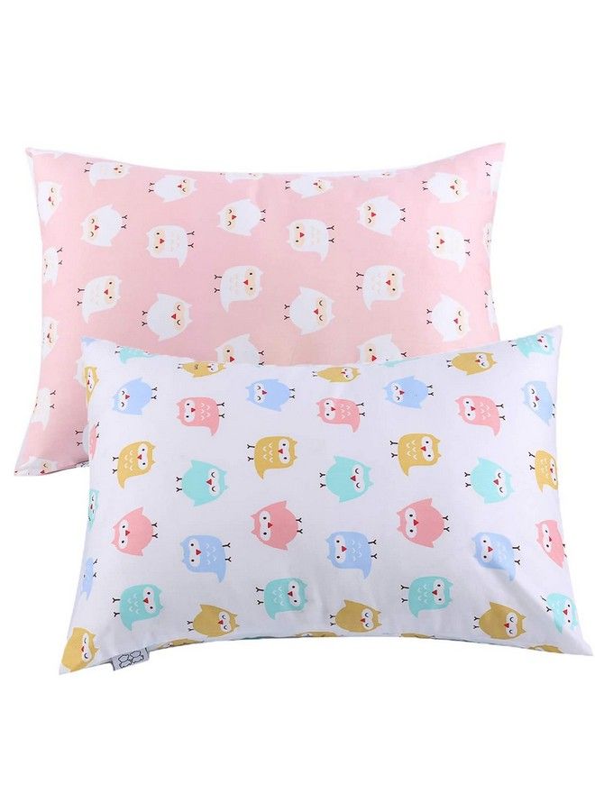 UOMNY Kids Toddler Pillowcases 2 Pack Pillowslip Case Fits Pillows Sized 13 X 18 Or 12X 16 For Kids Bedding Pillow Cover Pink/White Owl Baby Pillow Cases By Uomny  - Image 1