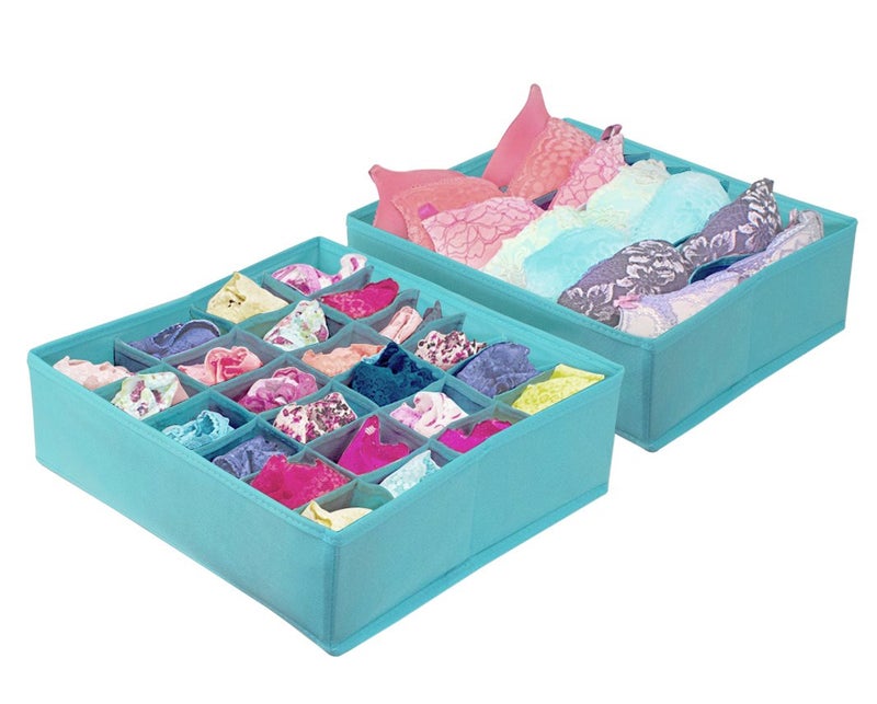 Sorbus® Set of 4 Foldable Drawer Dividers, Storage Boxes, Closet Organizers, Under Bed Organizer (Aqua) - Image 3