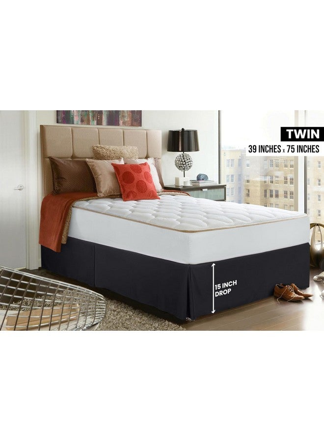 Utopia Bedding Utopia Bedding Twin Bed Skirt - Soft Quadruple Pleated Ruffle - Easy Fit with 15 Inch Tailored Drop - Hotel Quality, Shrinkage and Fade Resistant (Twin, Black) - Image 2
